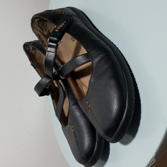 Orthaheel Myla Mary Jane Shoes Women's Size 9.5 Black Leather Hook & Loop Flats - Picture 3 of 11